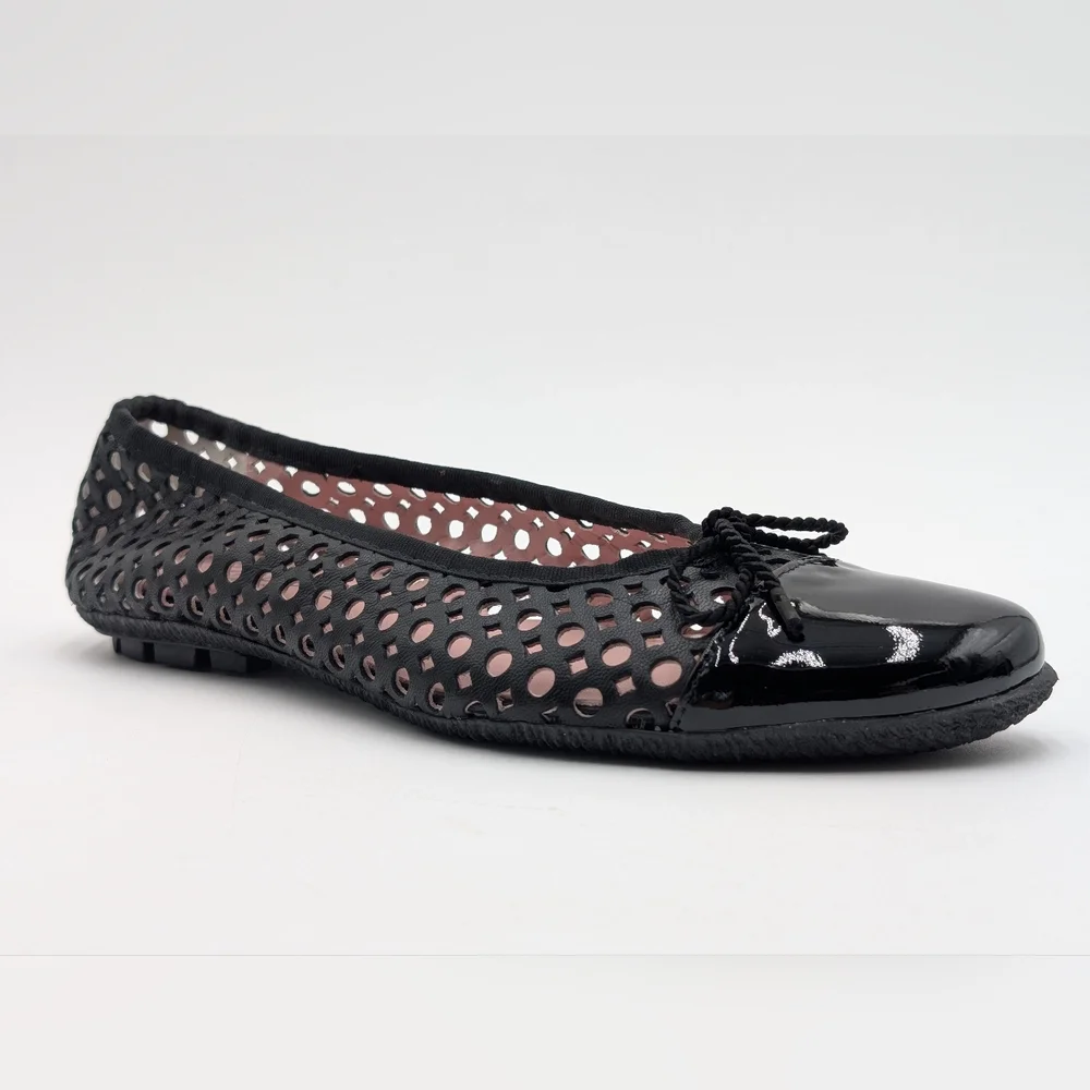 Paul Mayers Attitudes Ballet Flats Sz 8B Black Patent & Mesh Leather Women Shoes - Picture 4 of 17